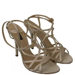 Gold Silk Ankle Strap Heels Sandals Shoes