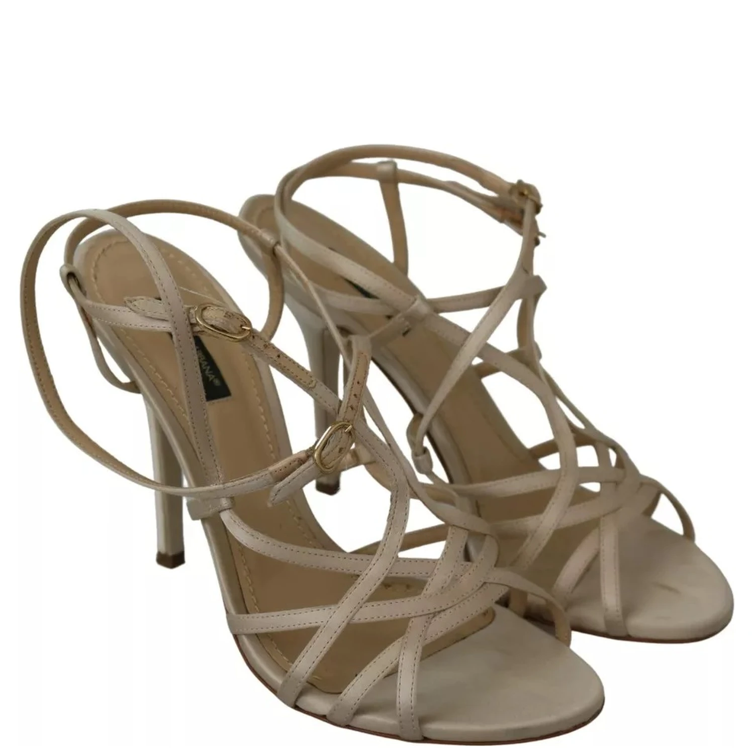 Gold Silk Ankle Strap Heels Sandals Shoes