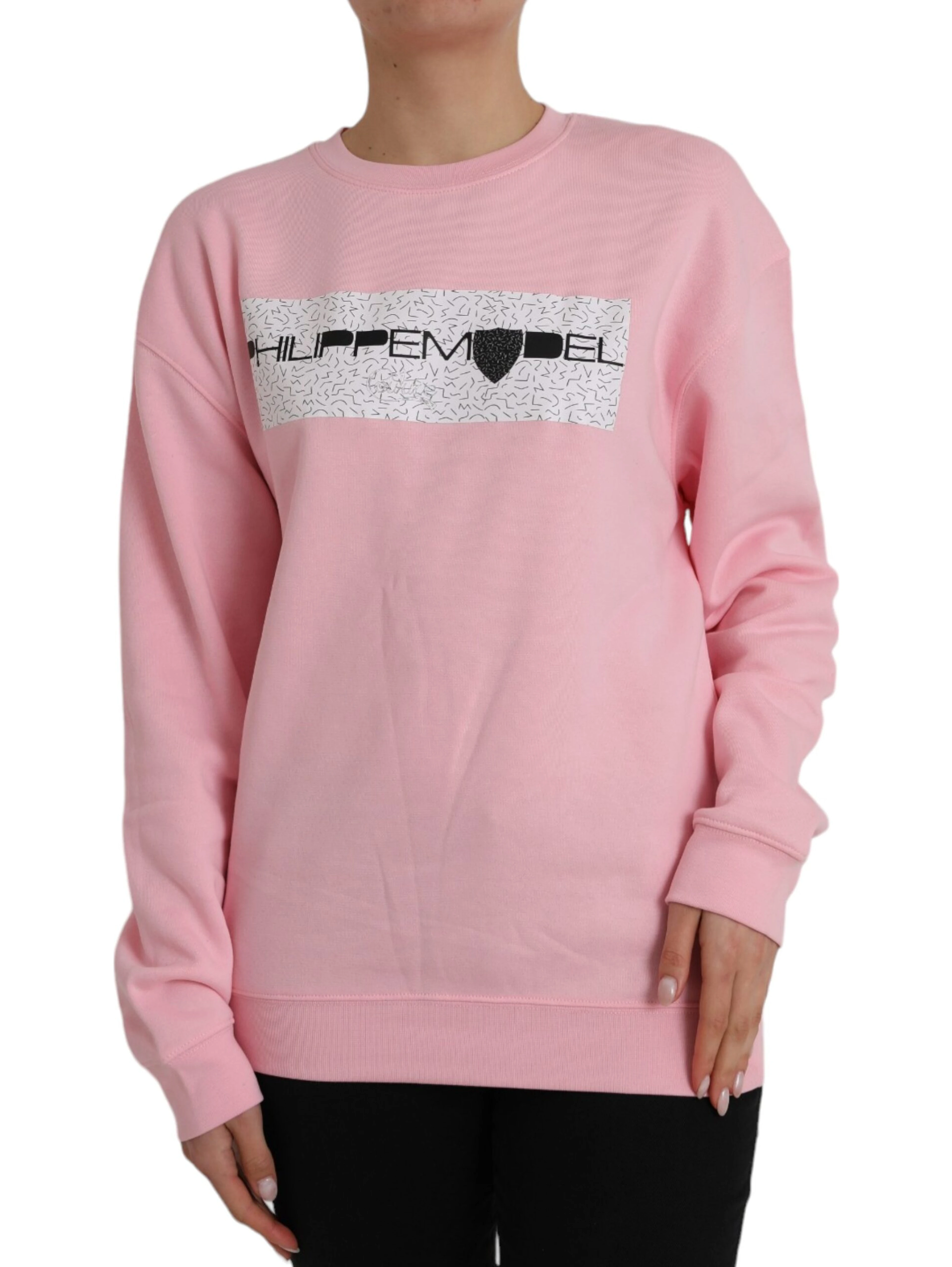 Pink Cotton Logo Long Sleeves Pullover Sweater
