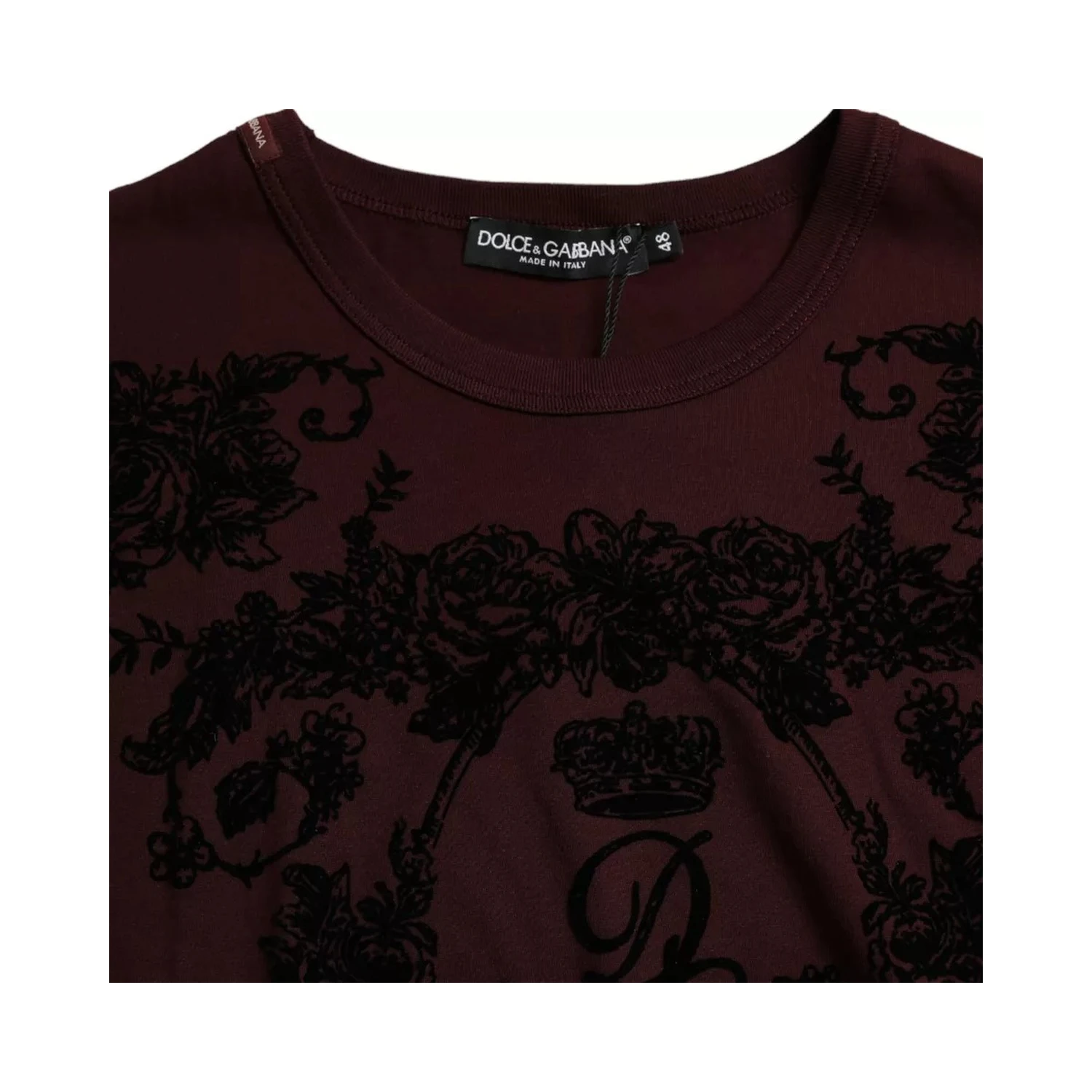 Maroon DG Crown Floral Crewneck Men T-shirt