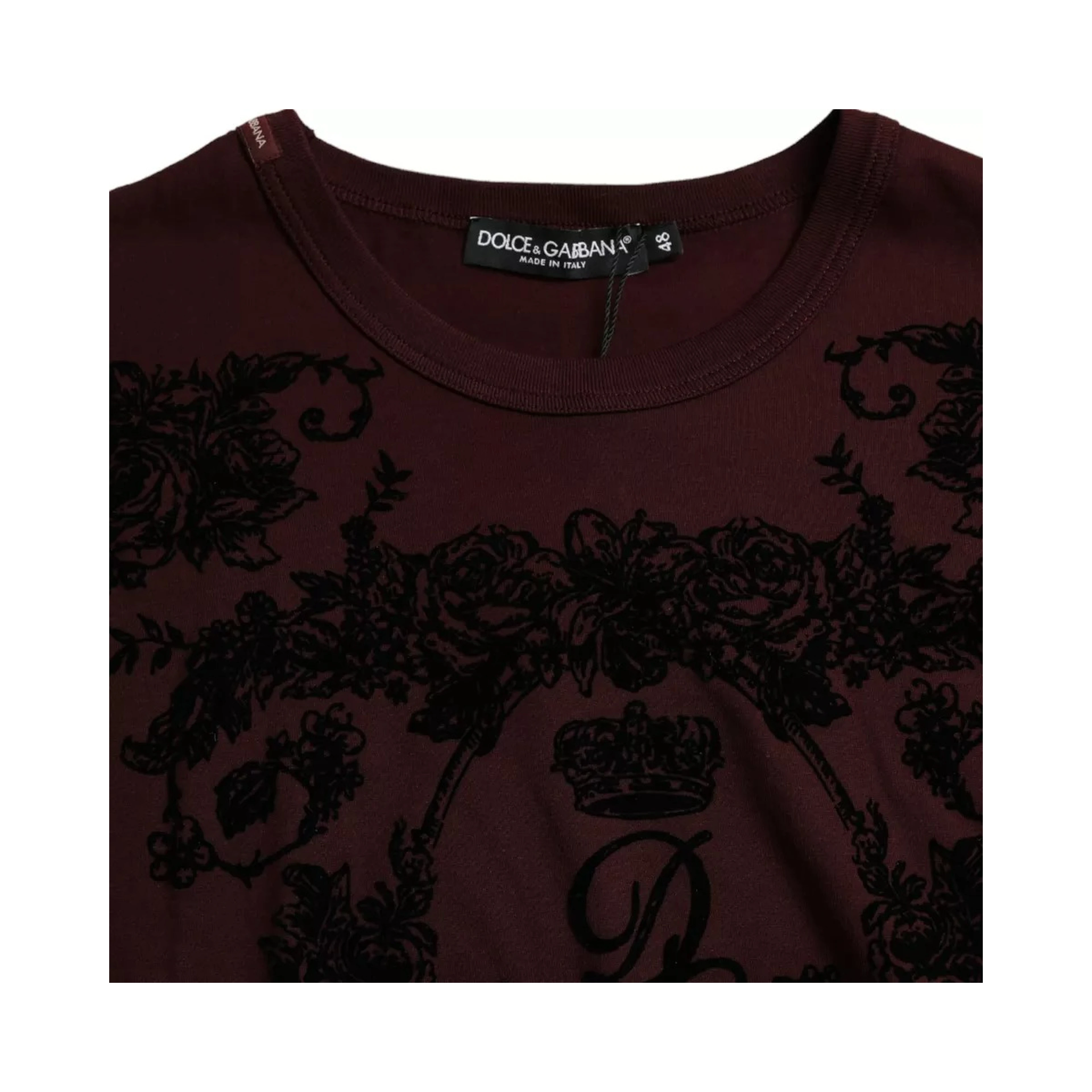 Maroon DG Crown Floral Crewneck Men T-shirt