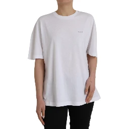White Cotton Crew Neck Short Sleeves T-shirt