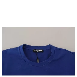 Blue Logo Print Crewneck Cotton T-shirt