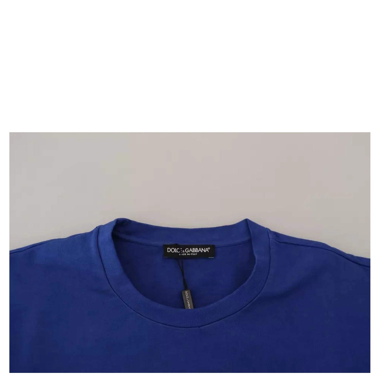 Blue Logo Print Crewneck Cotton T-shirt