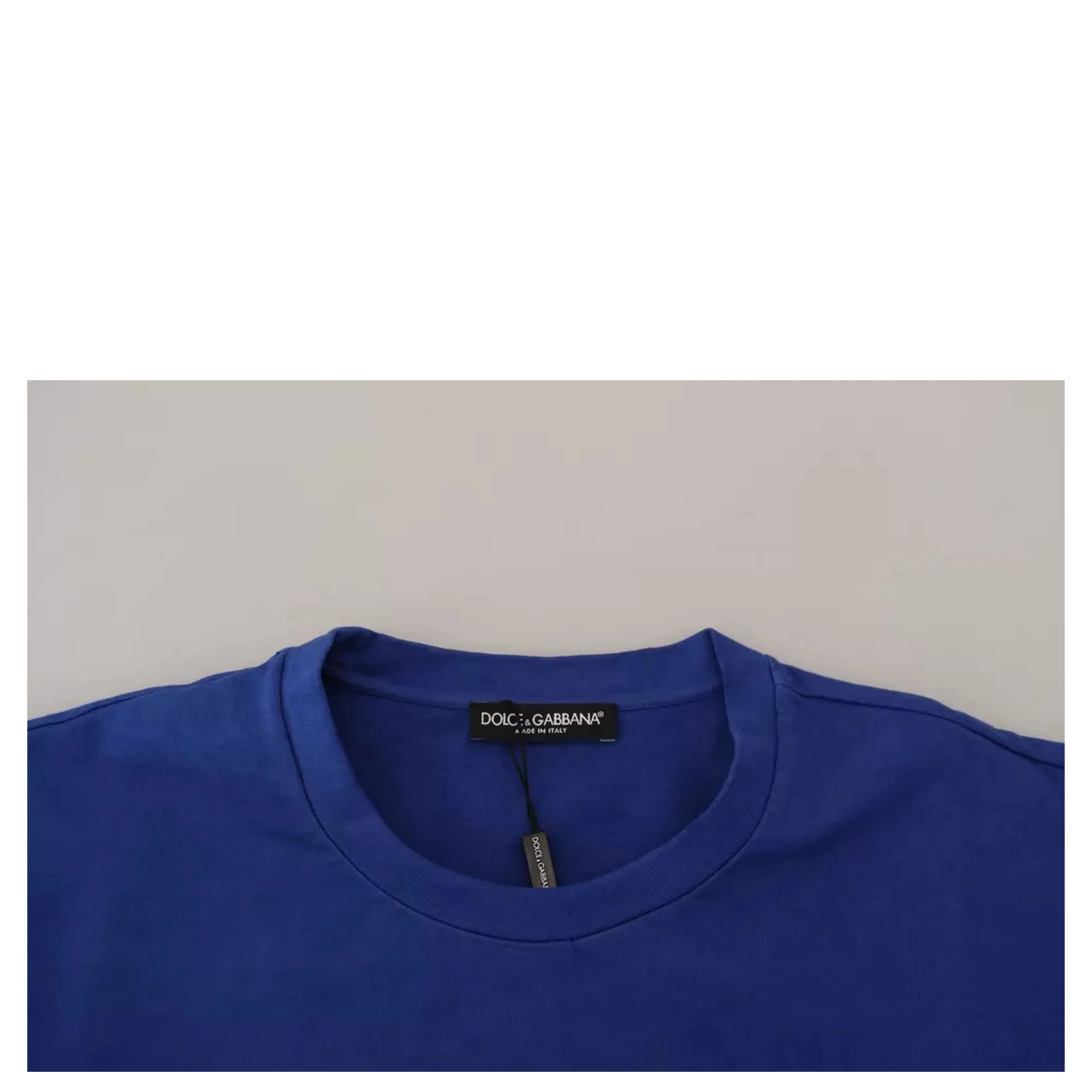 Blue Logo Print Crewneck Cotton T-shirt