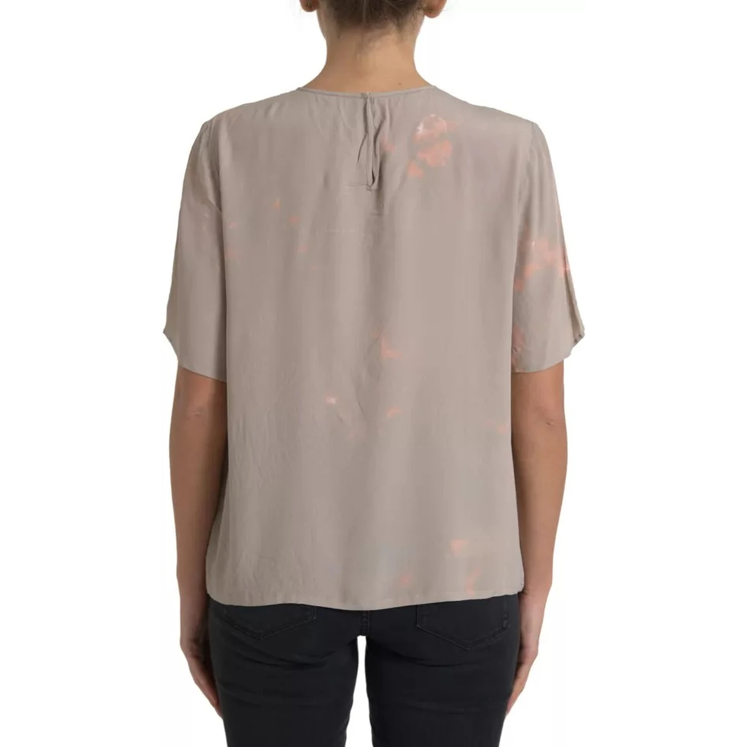 Brown Round Neck Short Sleeve Blouse Top