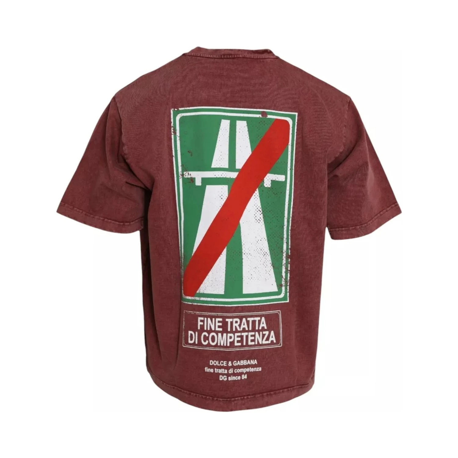 Maroon Print Round Neck Short Sleeves T-shirt
