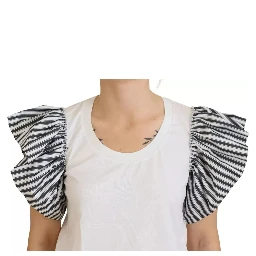 White Striped Short Sleeves Pullover Top