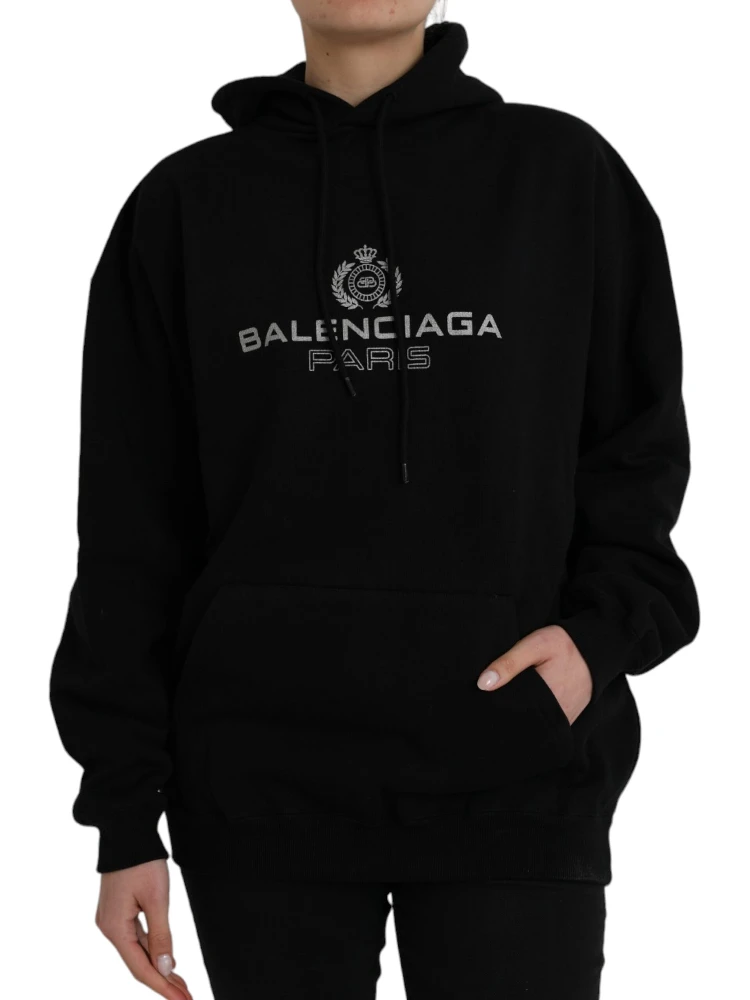 Black Cotton Logo Hooded Pullover Sweatshirt Sweater alternative