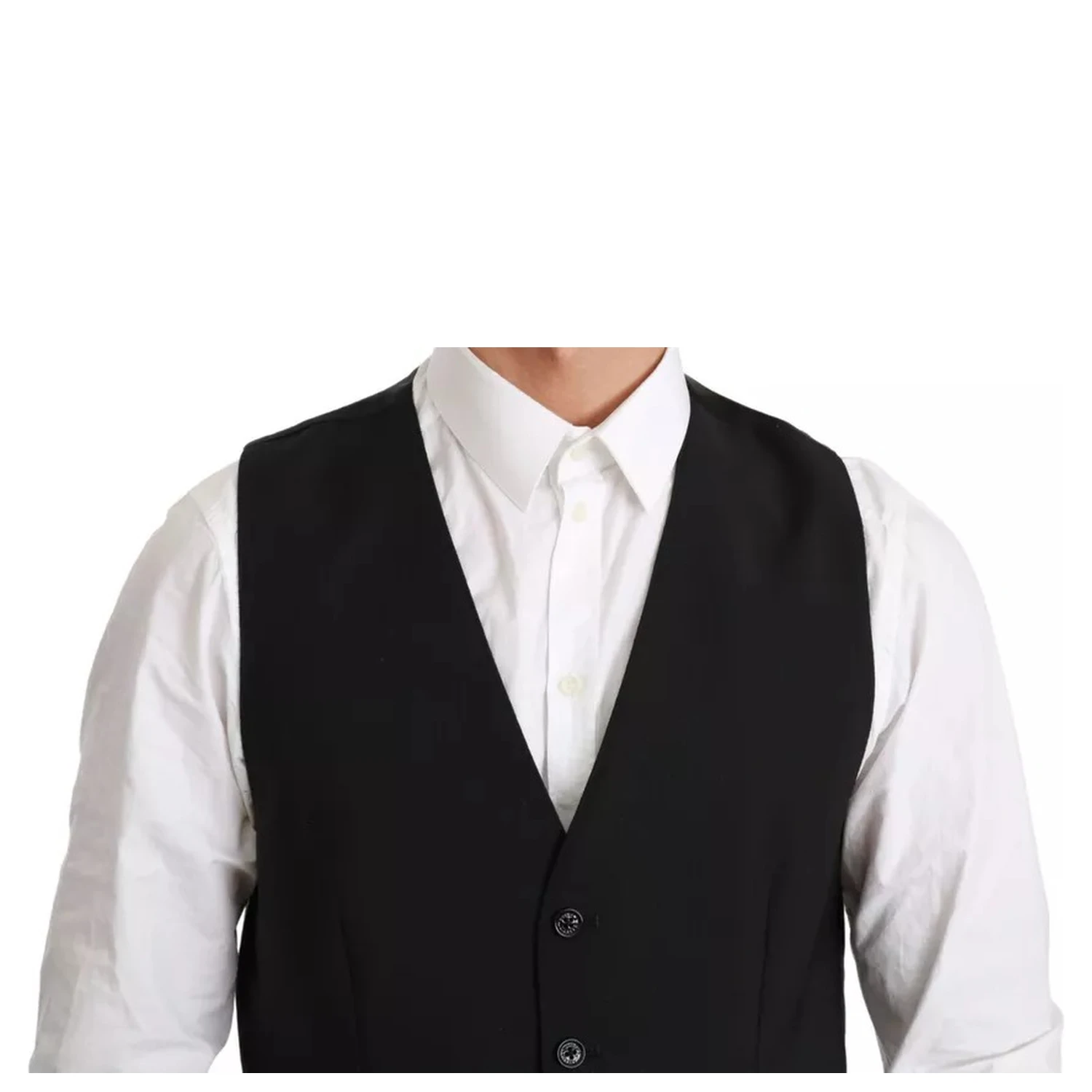 Black Stretch Waistcoat Formal Dress Wool Vest