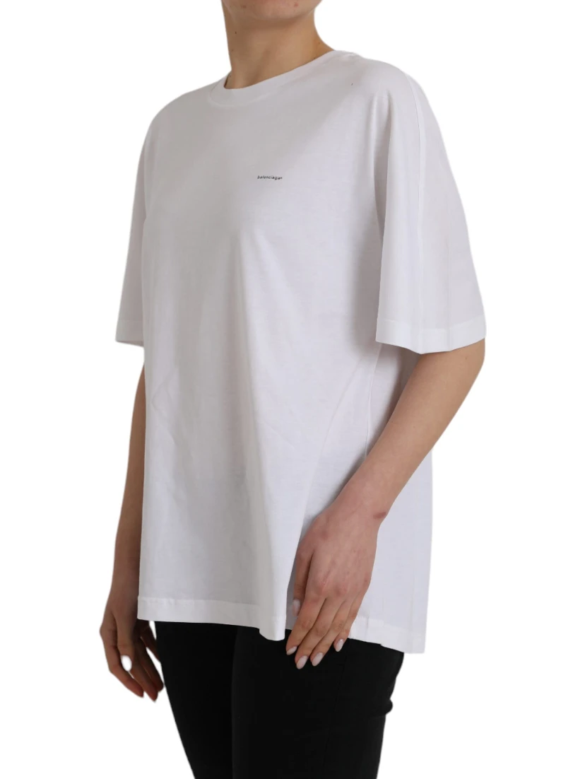 White Cotton Crew Neck Short Sleeves T-shirt