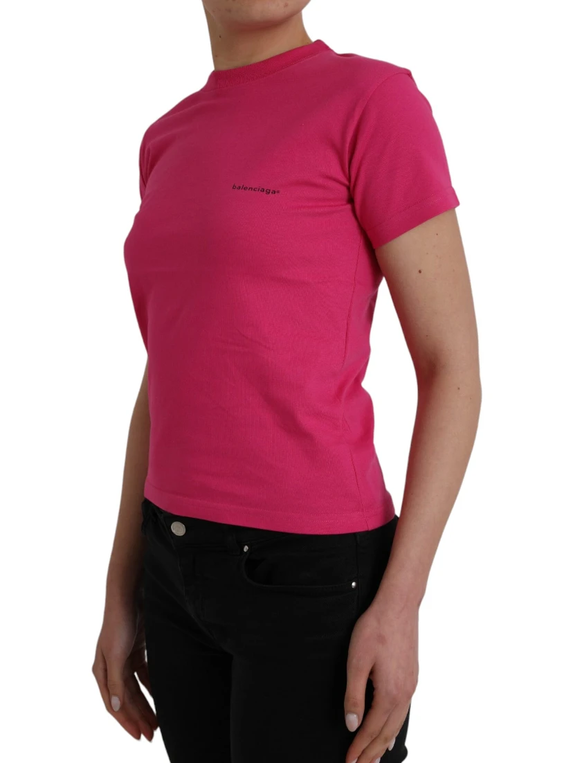 Pink Cotton Crew Neck Short Sleeves Tee T-shirt