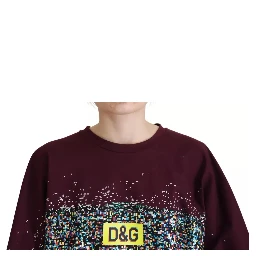 Bordeaux D&G Print Round Neck Cotton T-shirt