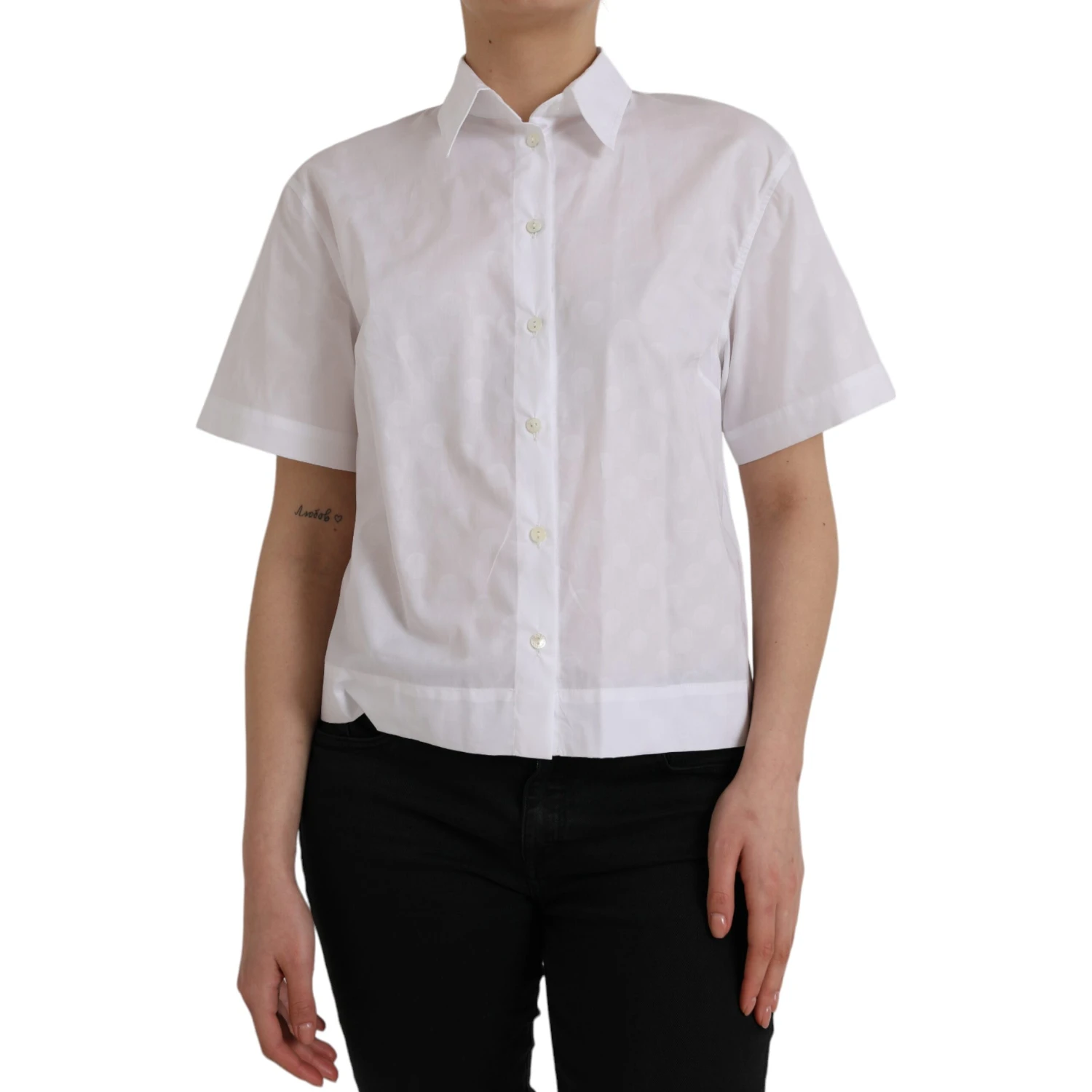 White Collared Short Sleeve Polo Shirt Top