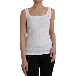 White Cotton Sleevelesss Tank Casual Top
