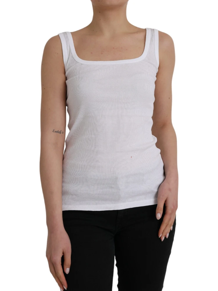 White Cotton Sleevelesss Tank Casual Top alternative