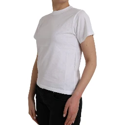 White Cotton Crew Neck Short Sleeves T-shirt