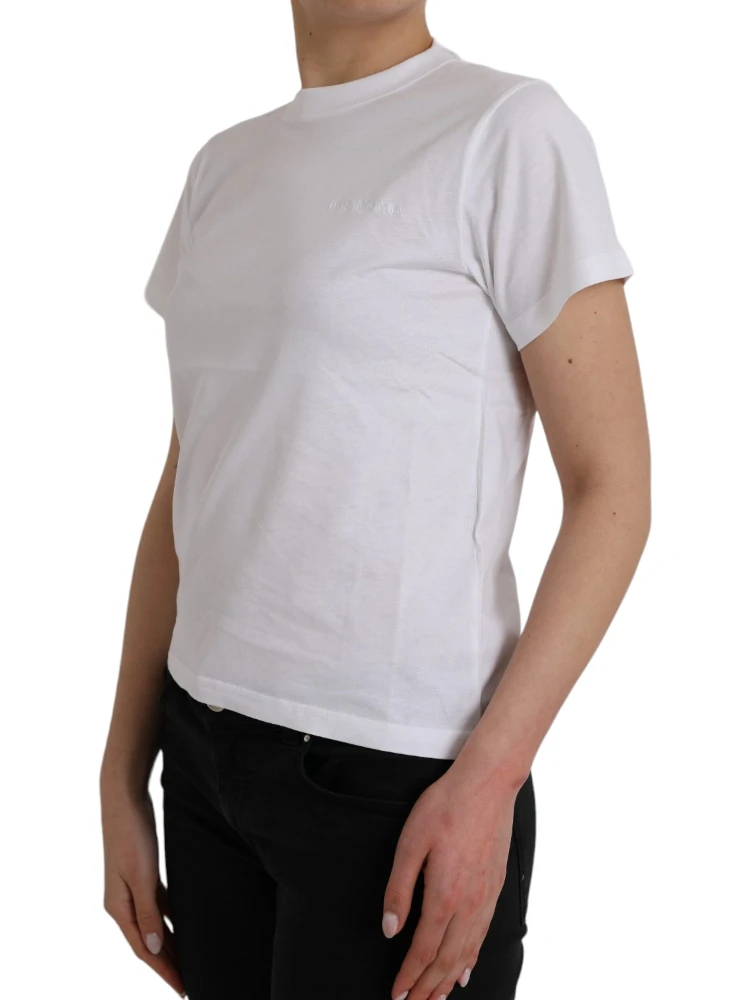 White Cotton Crew Neck Short Sleeves T-shirt alternative