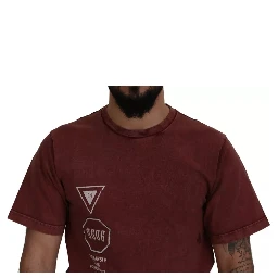 Maroon Printed Crewneck Tee Cotton T-shirt