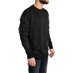 Black Logo Crewneck Long Sleeve Pullover Sweater