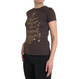 Brown Crewneck 2017 Motive Print T-shirt