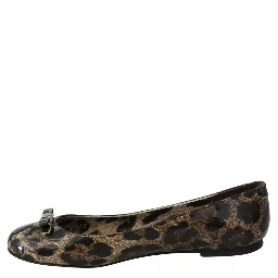 Brown Leopard Ballerina Flats Leather Shoes