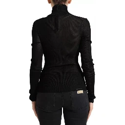 Black Viscose Turtle Neck Pullover Sweater