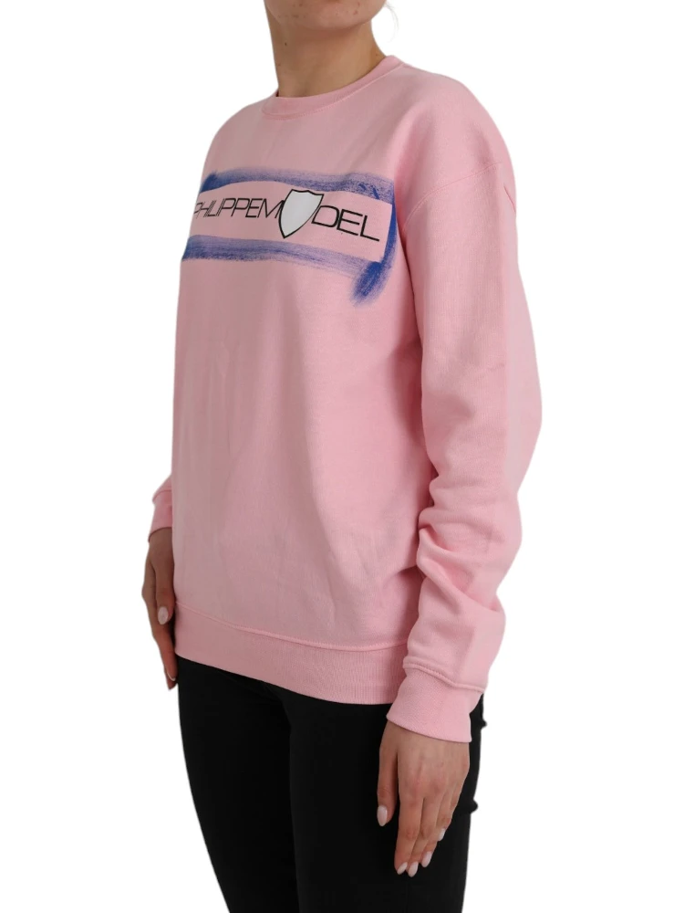 Pink Cotton Logo Print Long Sleeves Pullover Sweater alternative
