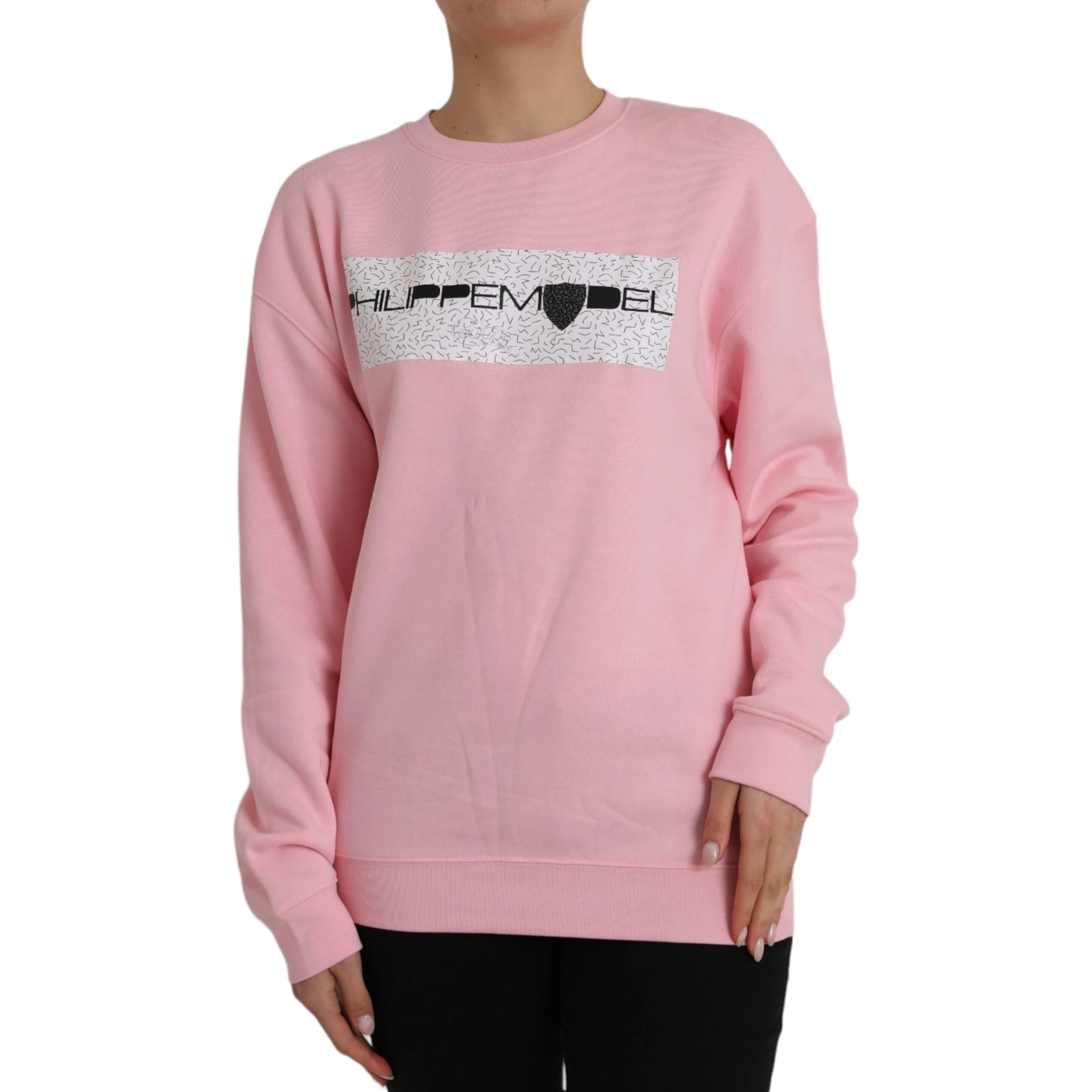 Pink Cotton Logo Long Sleeves Pullover Sweater