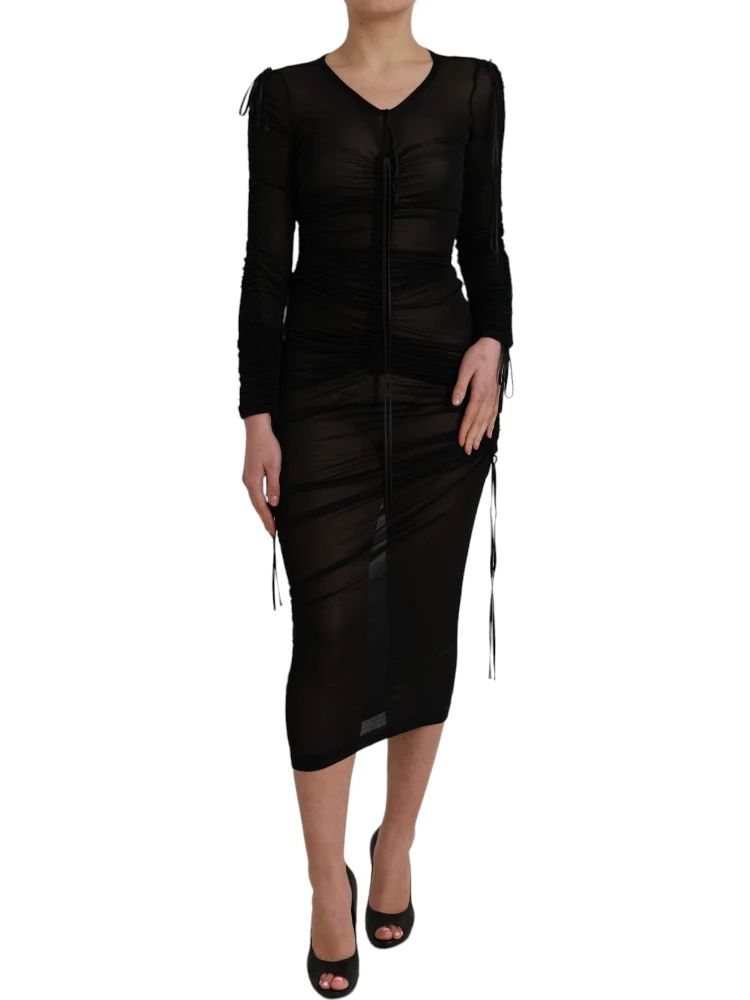 Black Sheer Bodycon Sheath Midi Dress alternative