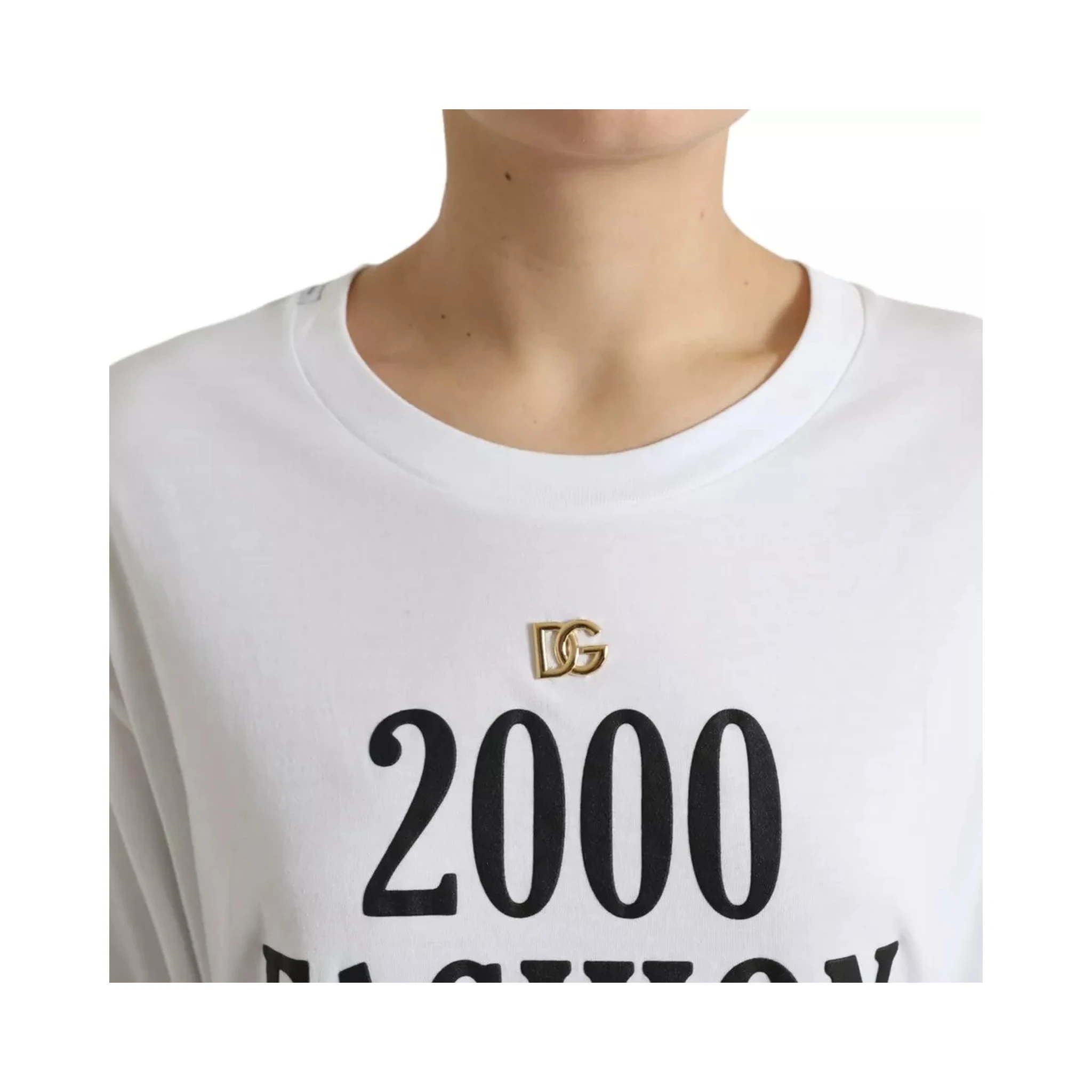 White Slogan Print Lacing Detailed T-shirt