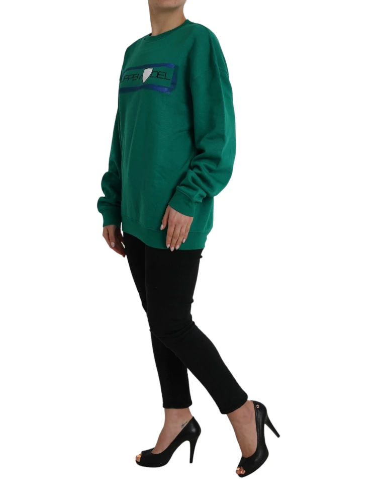 Green Cotton Logo Print Long Sleeves Pullover Sweater alternative