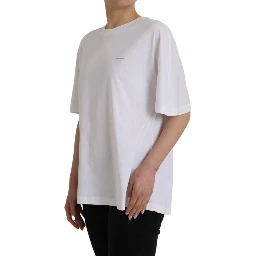 White Cotton Crew Neck Short Sleeves T-shirt