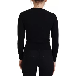 Black Button Down Slim Cardigan Wool Sweater