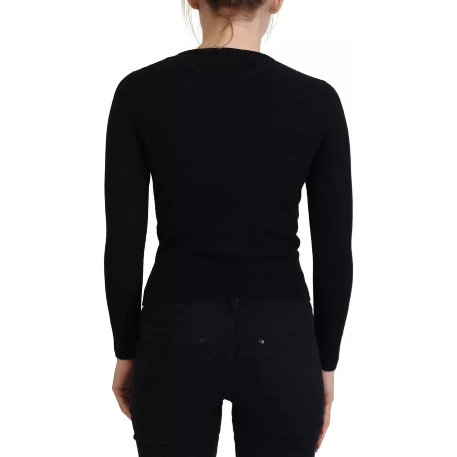 Black Button Down Slim Cardigan Wool Sweater