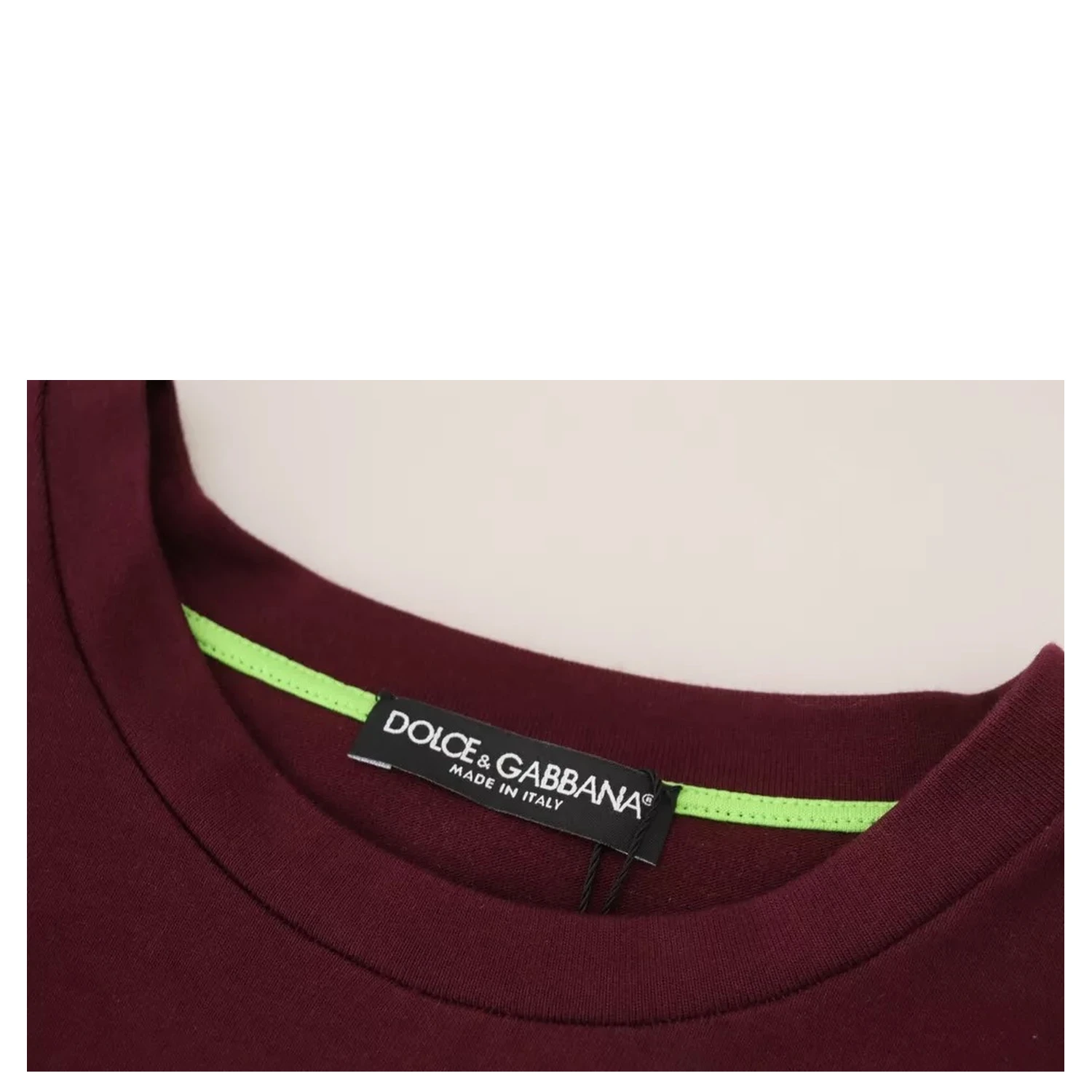 Bordeaux D&G Print Round Neck Cotton T-shirt