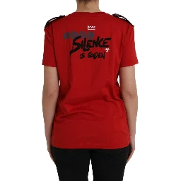 Red Cotton Graphic Print Crew Neck T-shirt