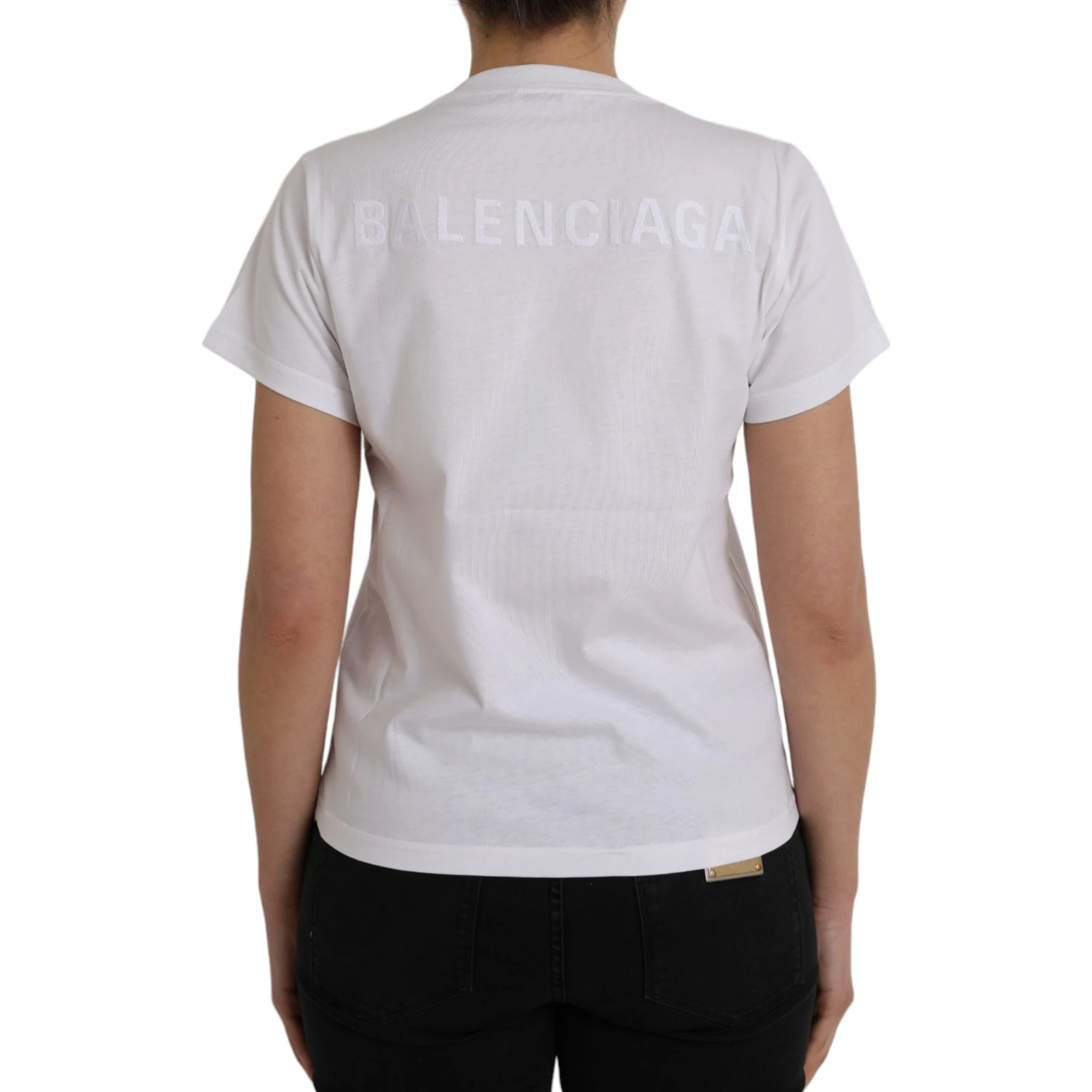 White Cotton Crew Neck Short Sleeves T-shirt