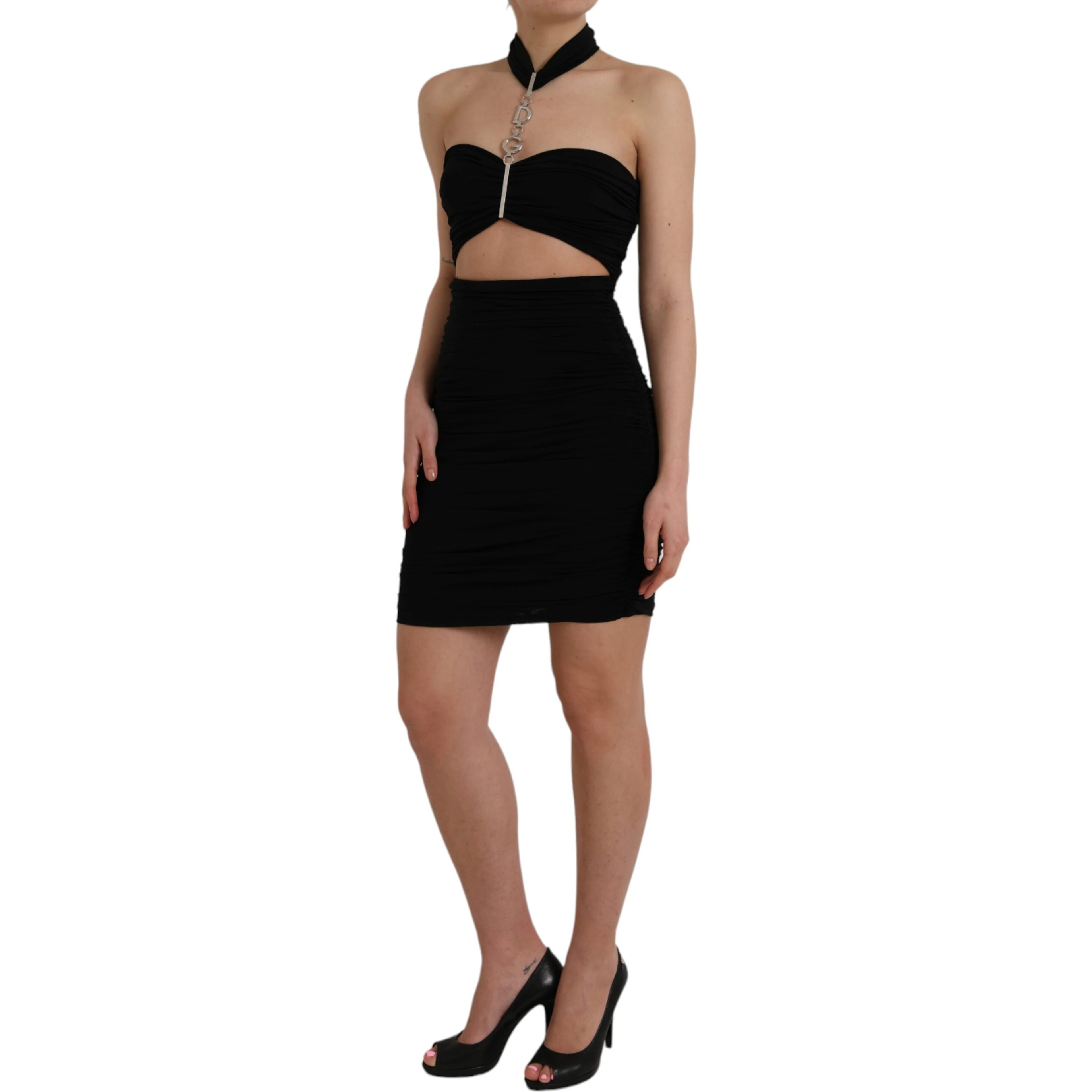 Black Cut Out Sleeveless Bodycon Mini Dress