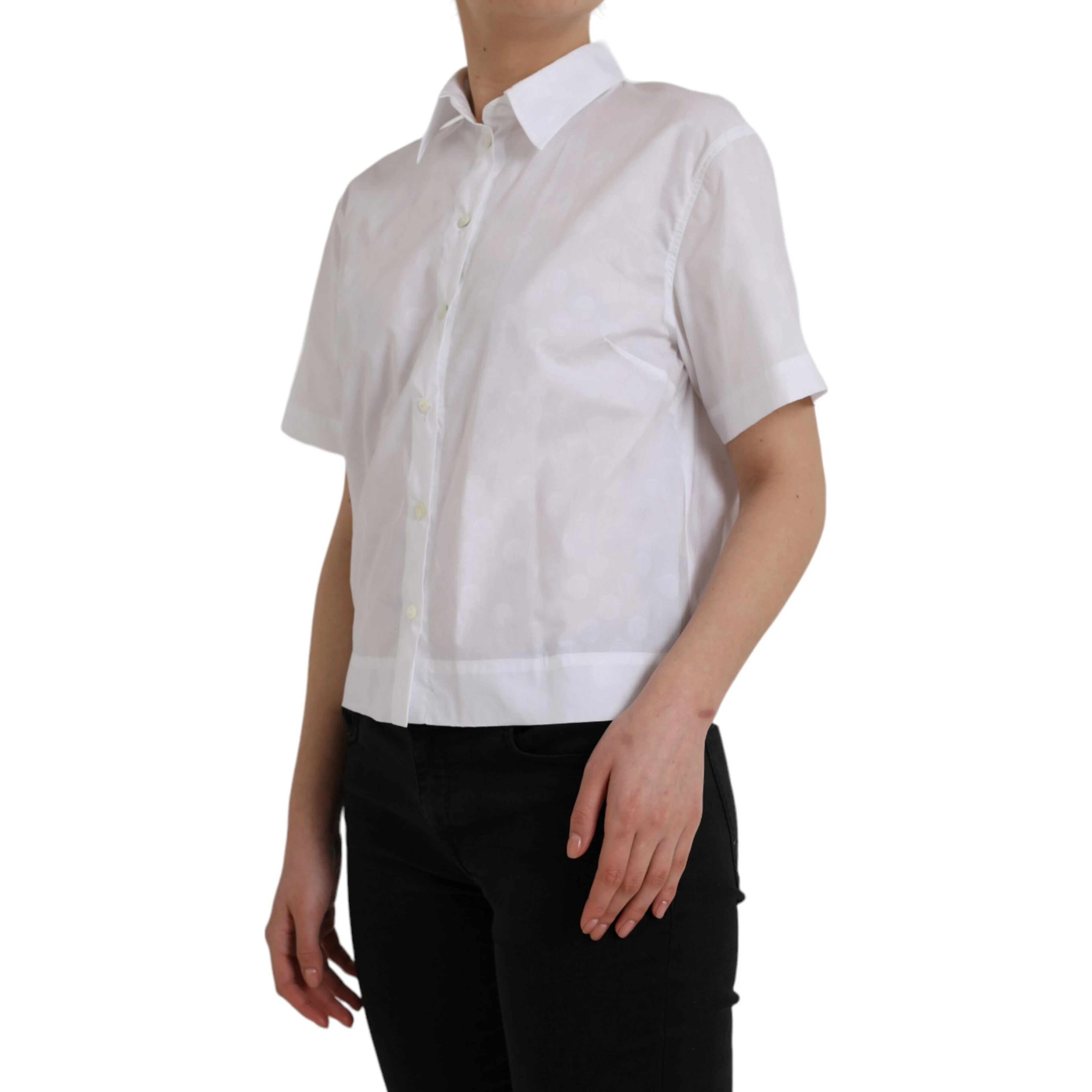 White Collared Short Sleeve Polo Shirt Top