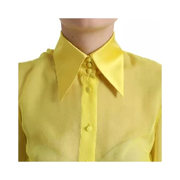 Yellow Long Sleeve Button Down Blouse Top