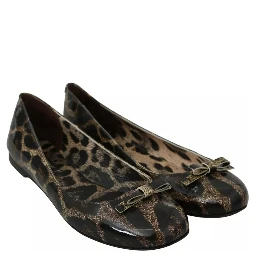 Brown Leopard Ballerina Flats Leather Shoes