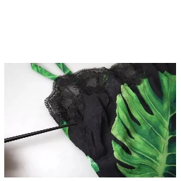 Black Philodendron Print Silk Camisole Underwear