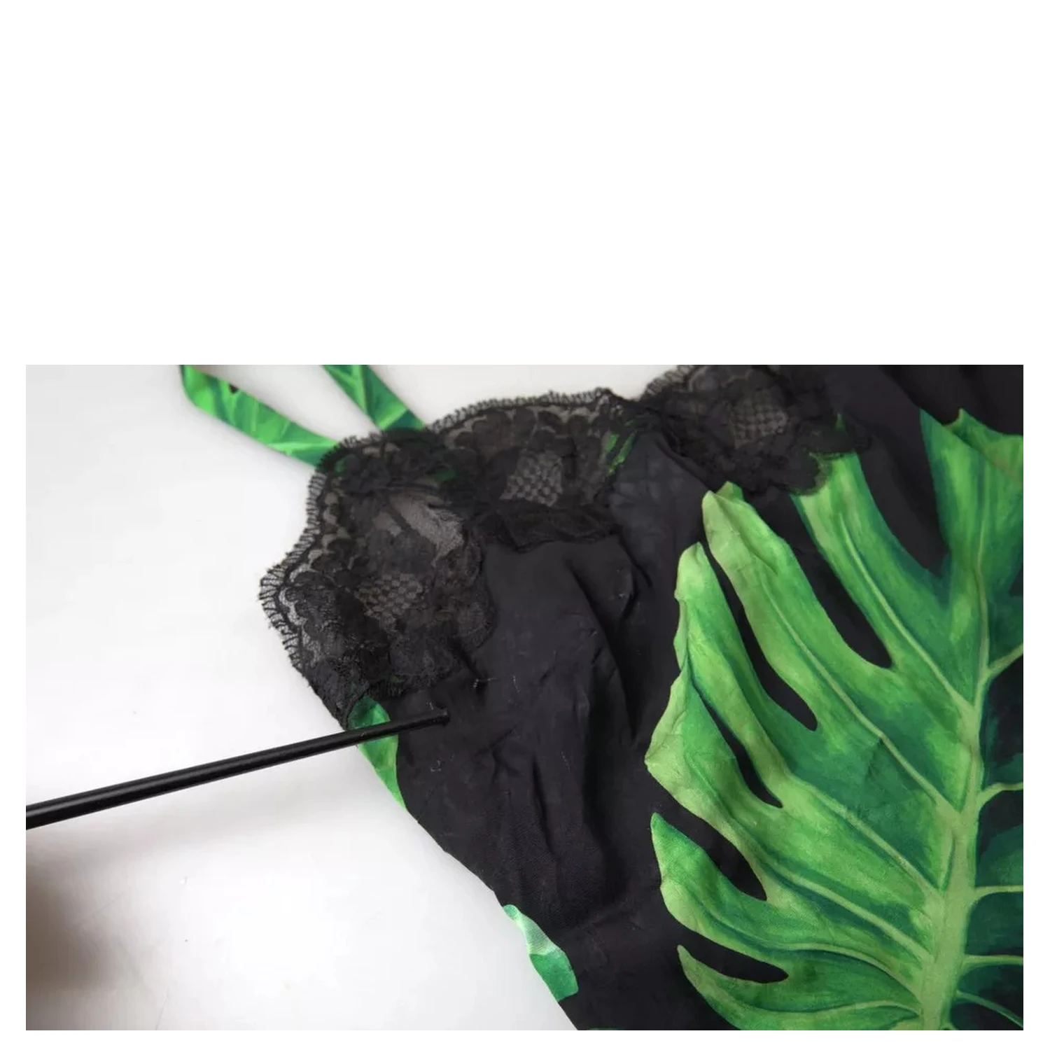 Black Philodendron Print Silk Camisole Underwear