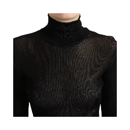 Black Viscose Turtle Neck Pullover Sweater