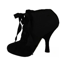 Black Suede Stretch Ankle Boots Booties Shoes