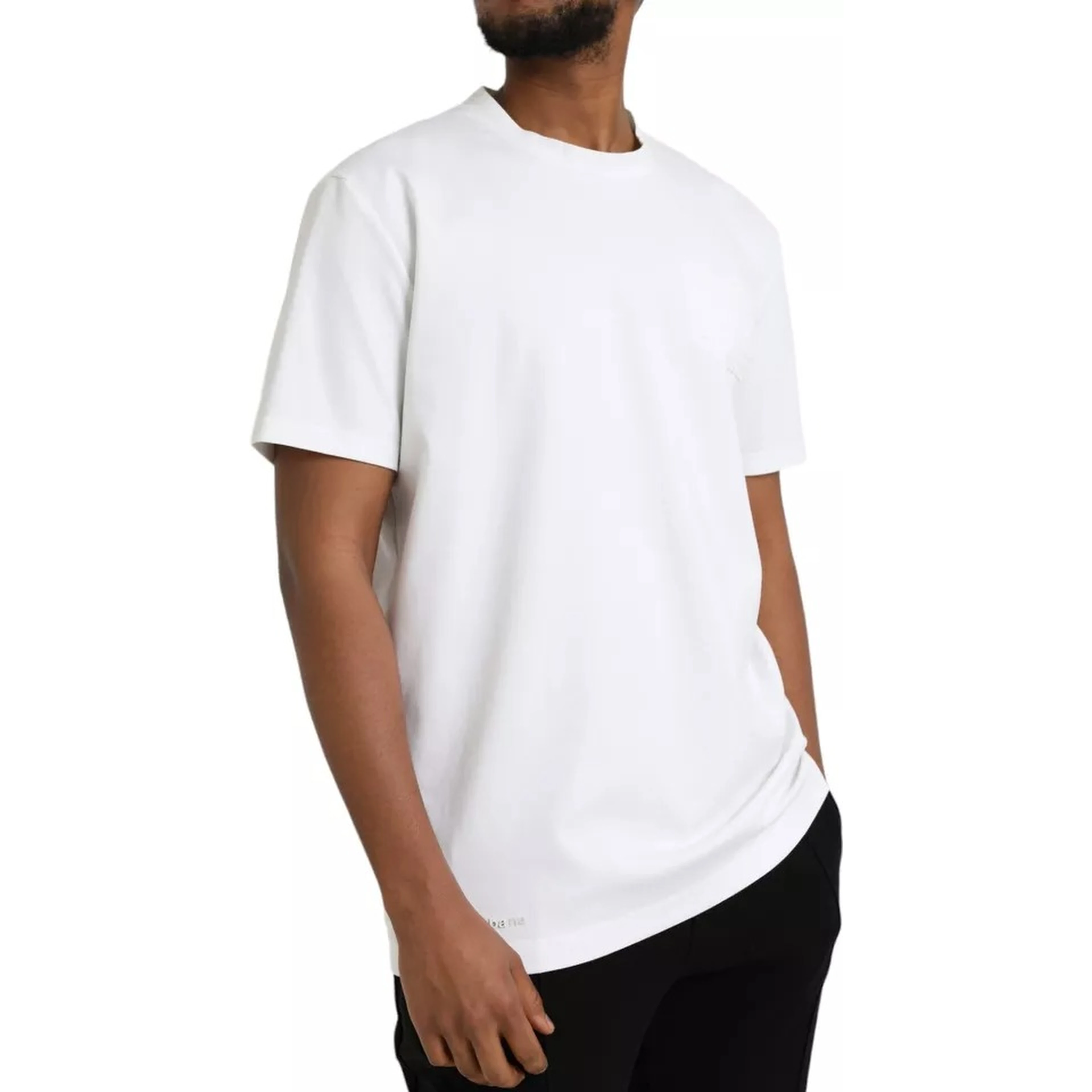 White Logo Embossed Cotton Crewneck T-shirt