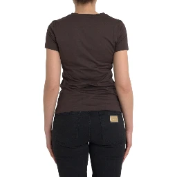 Brown Crewneck 2017 Motive Print T-shirt