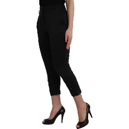 Black High Waist Capri Cropped Pants