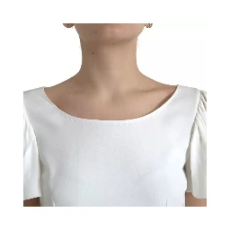White Viscose Round Neck Short Sleeves Top
